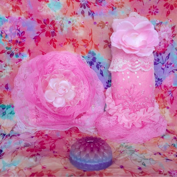 Hand Crafted Cherry Blossom &Rose Scented Pillow&Gypsy BottleSet - Picture 2 of 14